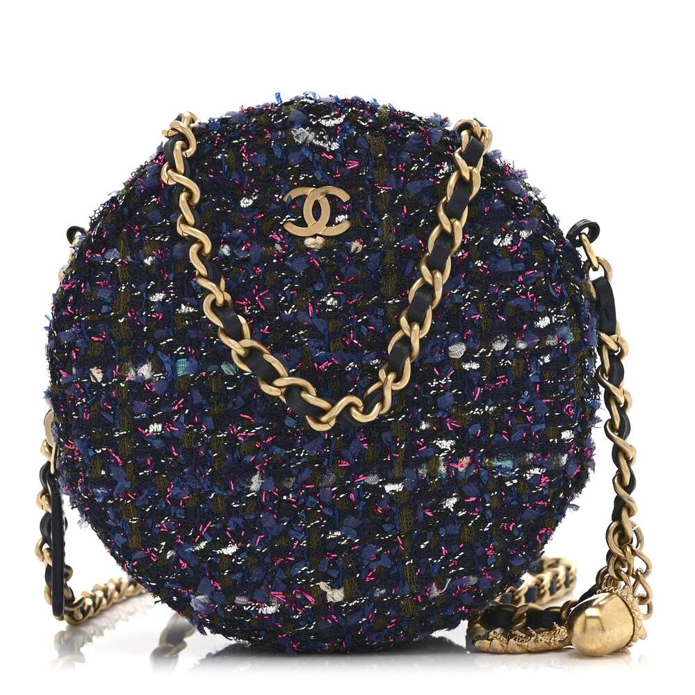 Chanel Tweed Quilted Round Clutch With #260512C19B
